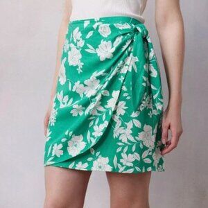 LC Lauren Conrad:  Faux Wrap Skirt, Size XS, Green & White Floral